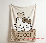 Luxury Hello Kitty x Teddy Bear Flannel Sofa Throw Blanket IMG_4721